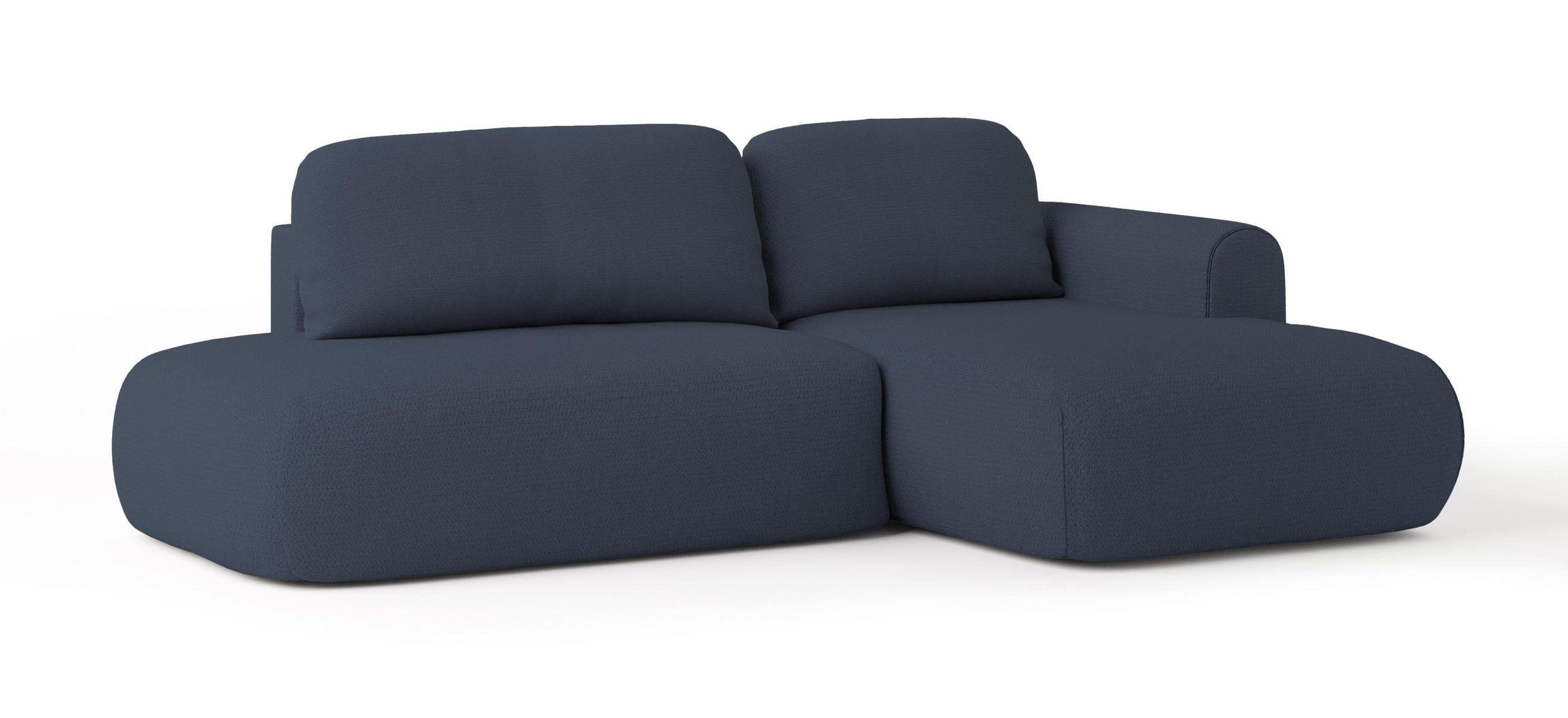 ECKSOFA NUVIRA R-S Blau Geflochtener Stoff mit Schlaffunktion - Blau, Holz (279/158cm) - MASSENO