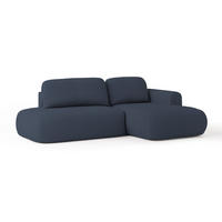 ECKSOFA NUVIRA R-S Blau Geflochtener Stoff mit Schlaffunktion - Blau, Holz (279/158cm) - MASSENO