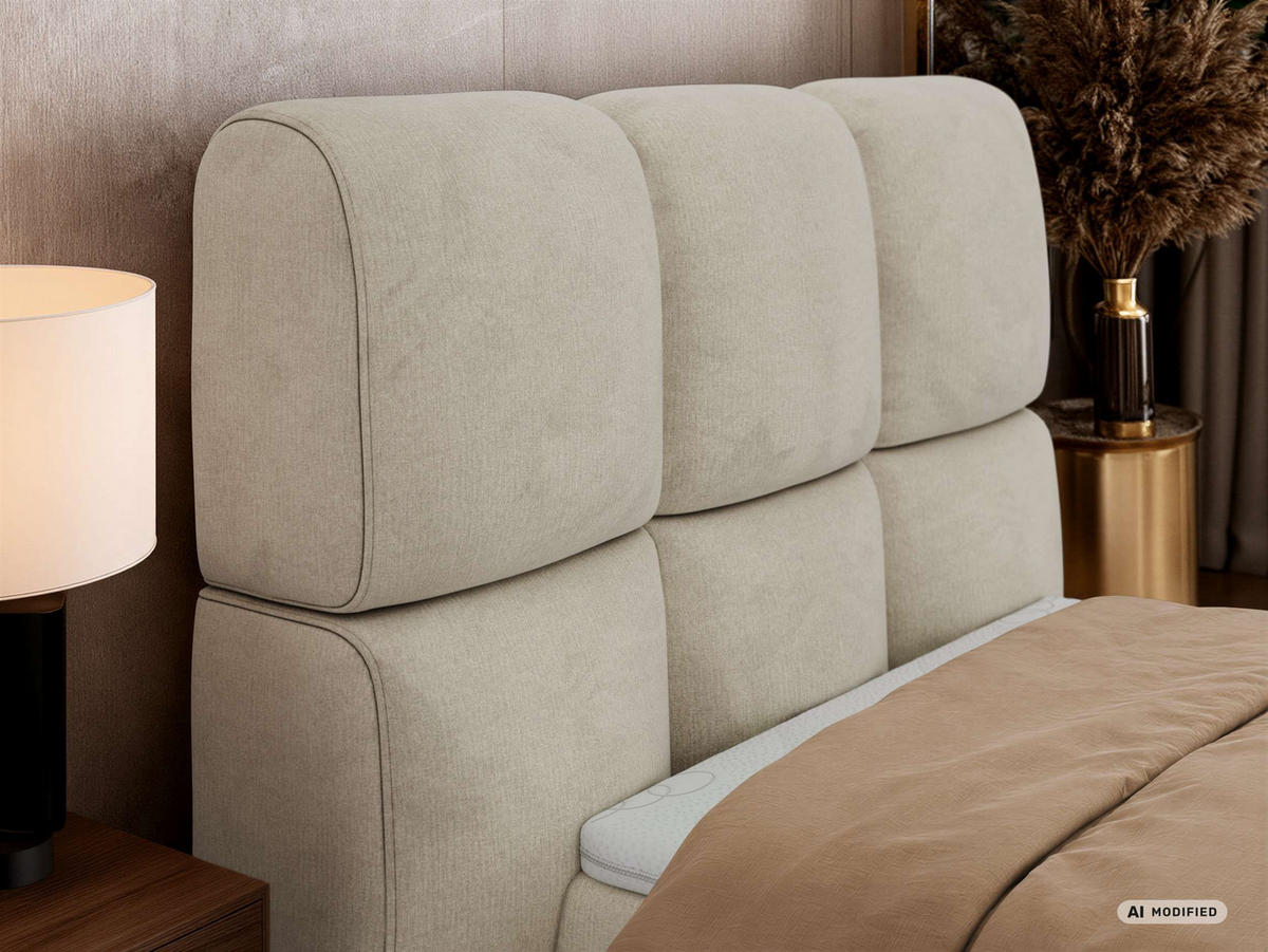 BOXBETT NIRA 90/200 - Beige Velvet - Topper T25 - H4 - Beige/Schwarz, Kunststoff/Textil (90/200cm) - MKS