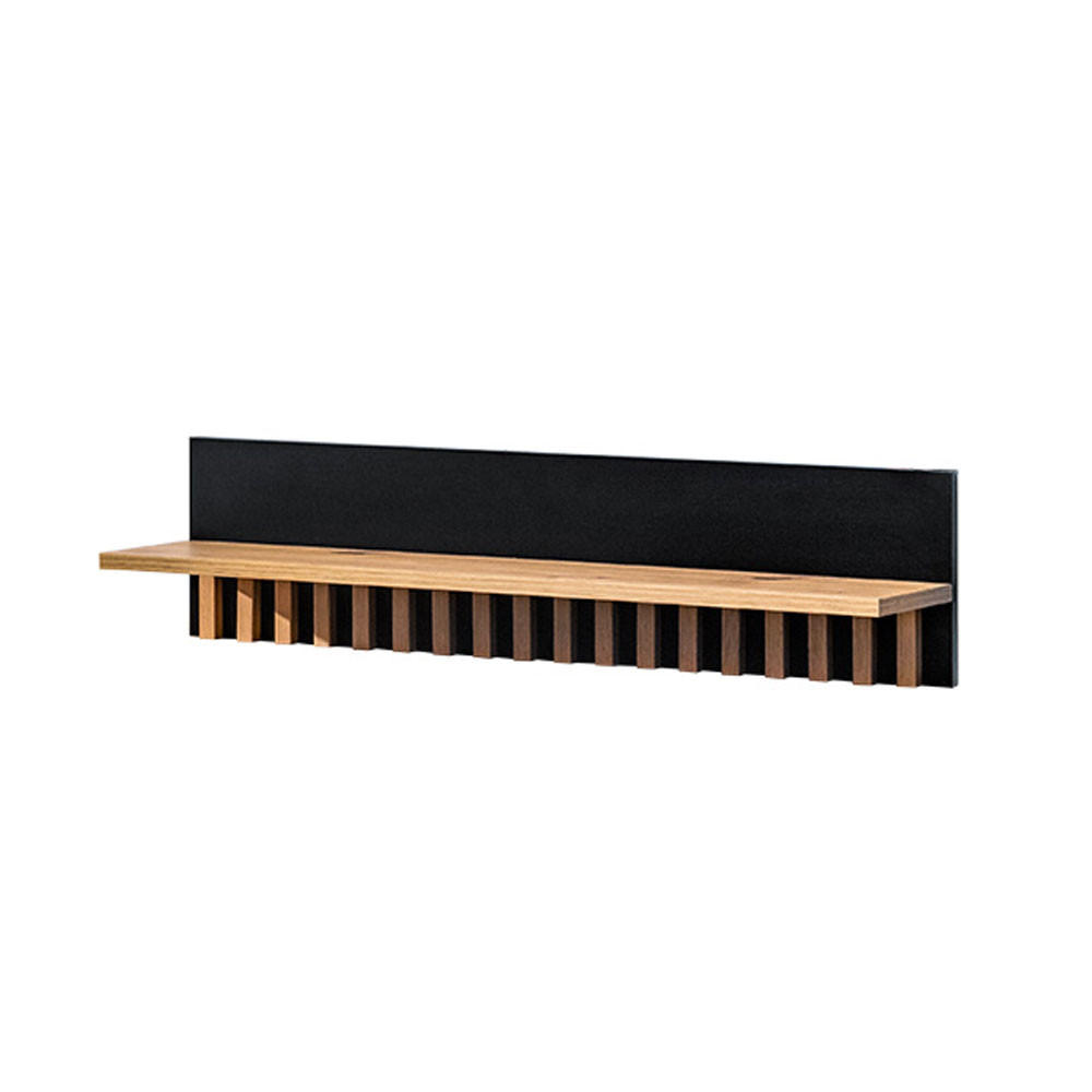 Feldmann-Wohnen Wandregal Schwarz, Eiche 80x20x20 cm