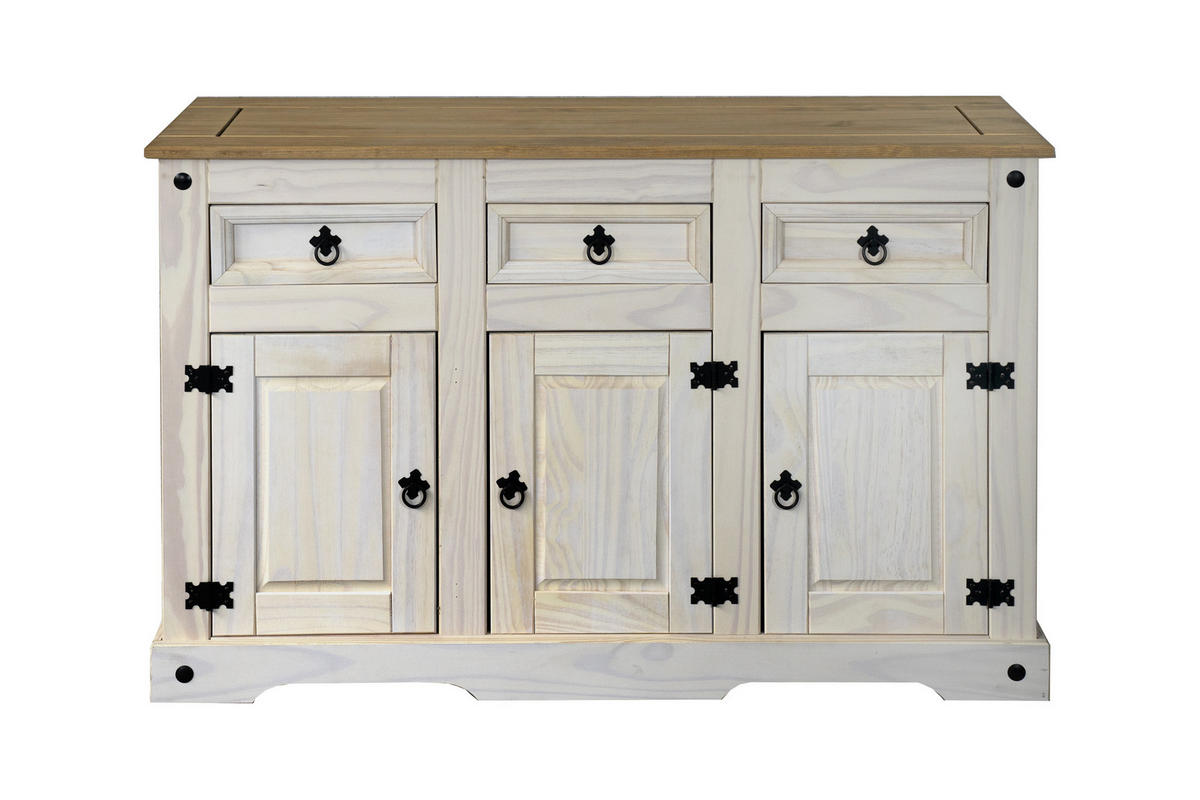 SIDEBOARD MEXICO - Kiefer Milford/Weiß, Holz (132/84/44cm) - SAM
