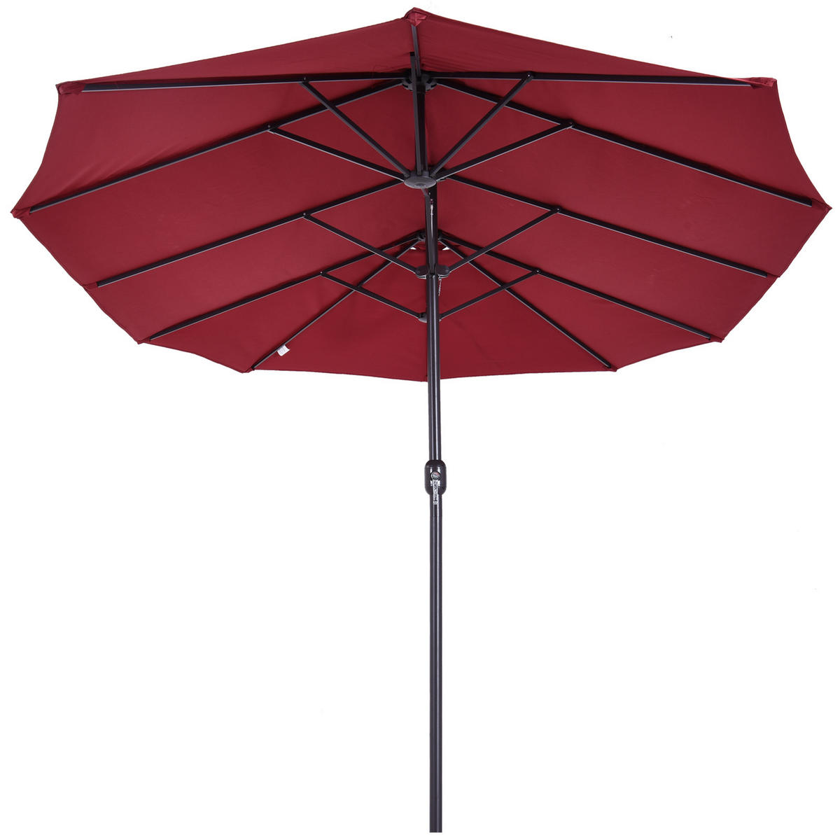 SONNENSCHIRM, Gartenschirm, Marktschirm, Doppelsonnenschirm, Terrassenschirm, Weinrot, Oval - Weinrot, Metall (270/460cm) - Outsunny