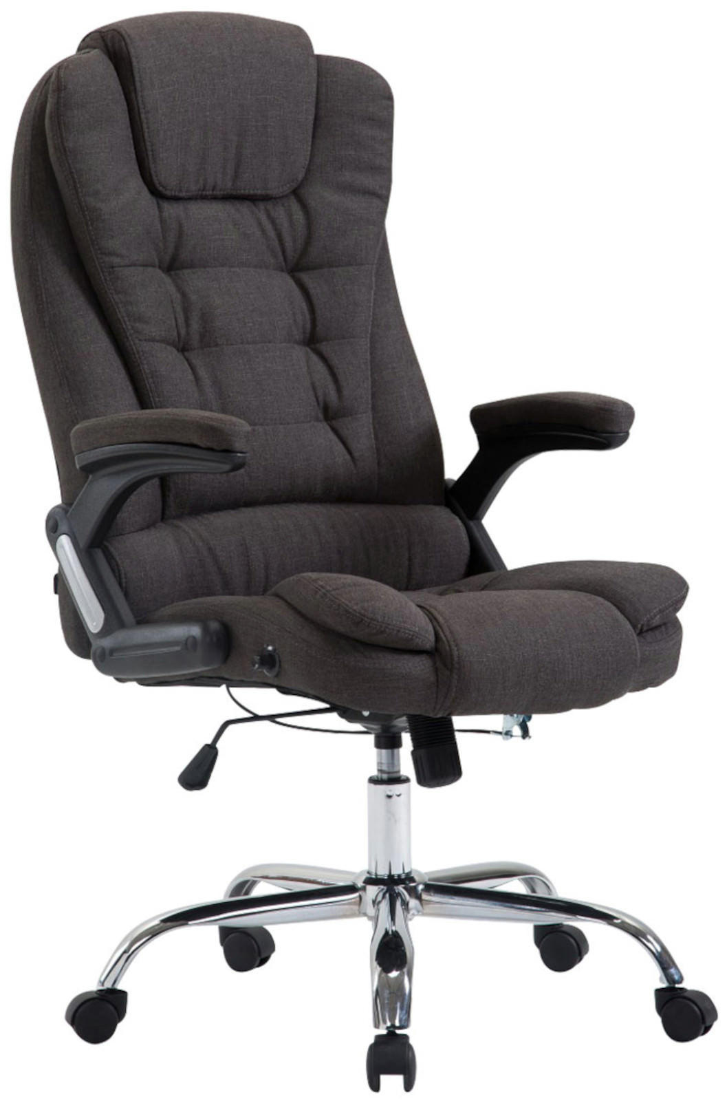CHEFSESSEL Stoff dunkelgrau - Chromfarben/Dunkelgrau, Textil/Metall (69.5/113/78cm) - CLP