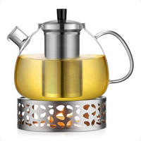 TEEKANNE mit Stövchen 1.5L Glas Edelstahl - Transparent, Glas (18.5/23.5cm)