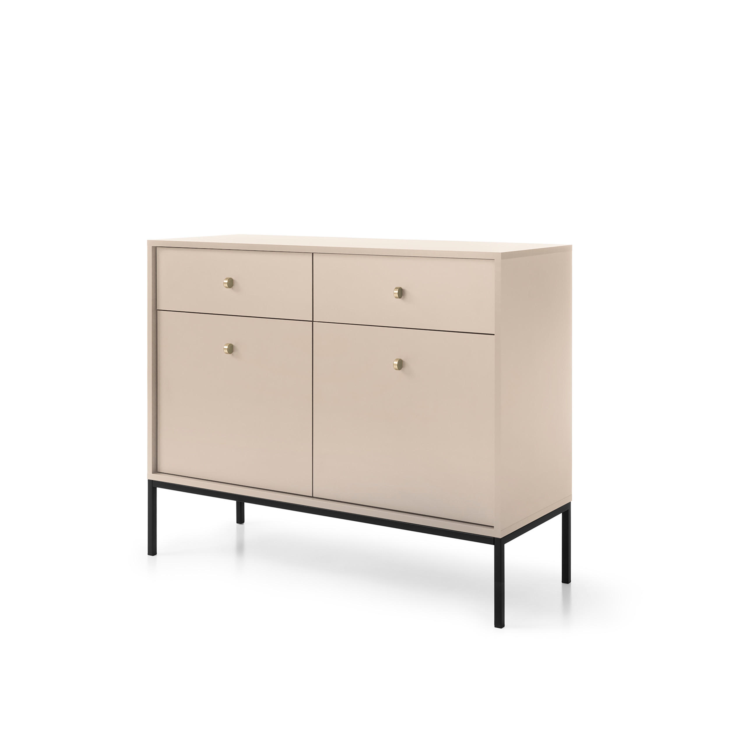 KOMMODE MONDO 104/83/39 cm mit 2 Schubladen 2 Türen Beige - Beige, Holzwerkstoff (104/83/39cm) - MASSENO