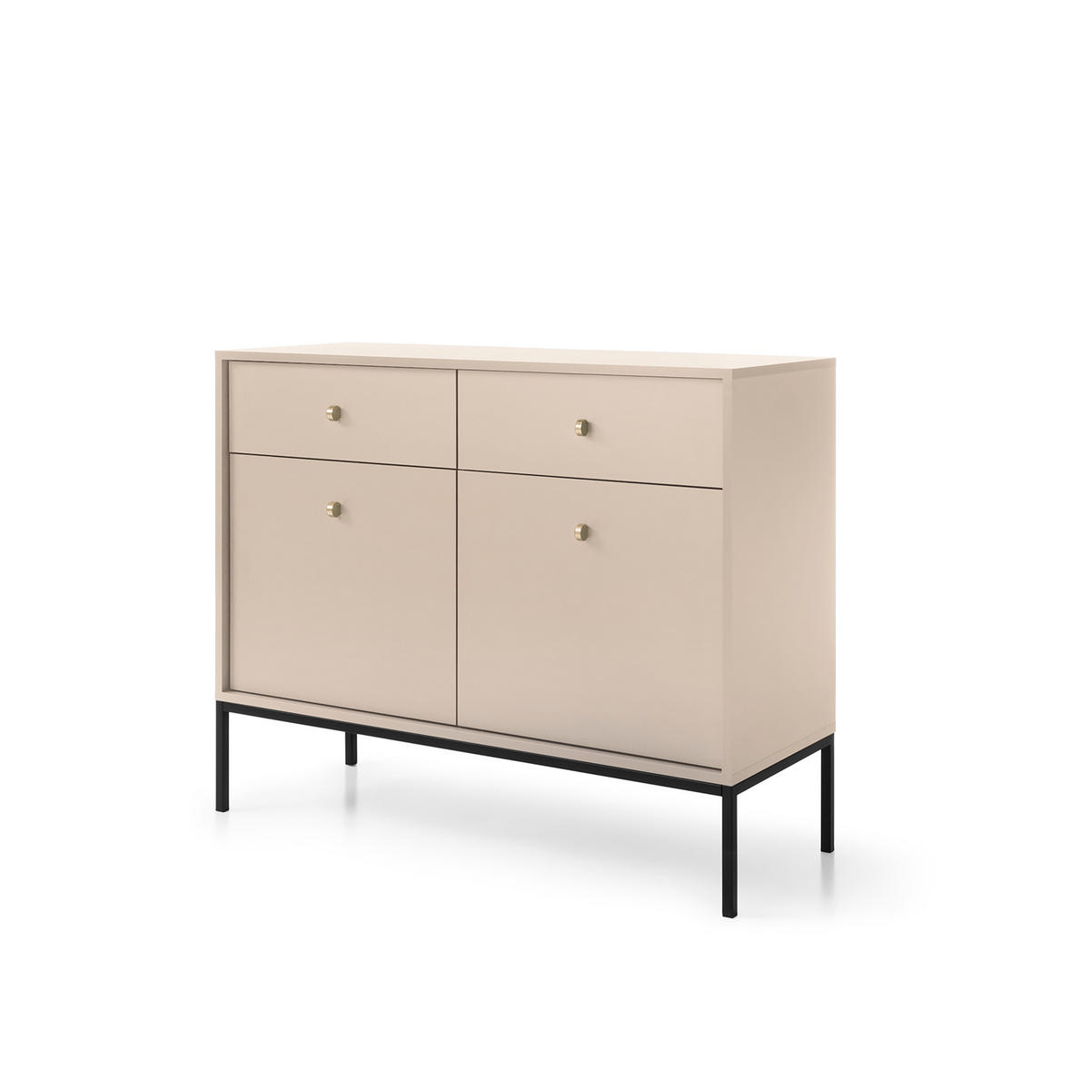 KOMMODE MONDO 104/83/39 cm mit 2 Schubladen 2 Türen Beige - Beige, Holzwerkstoff (104/83/39cm) - MASSENO