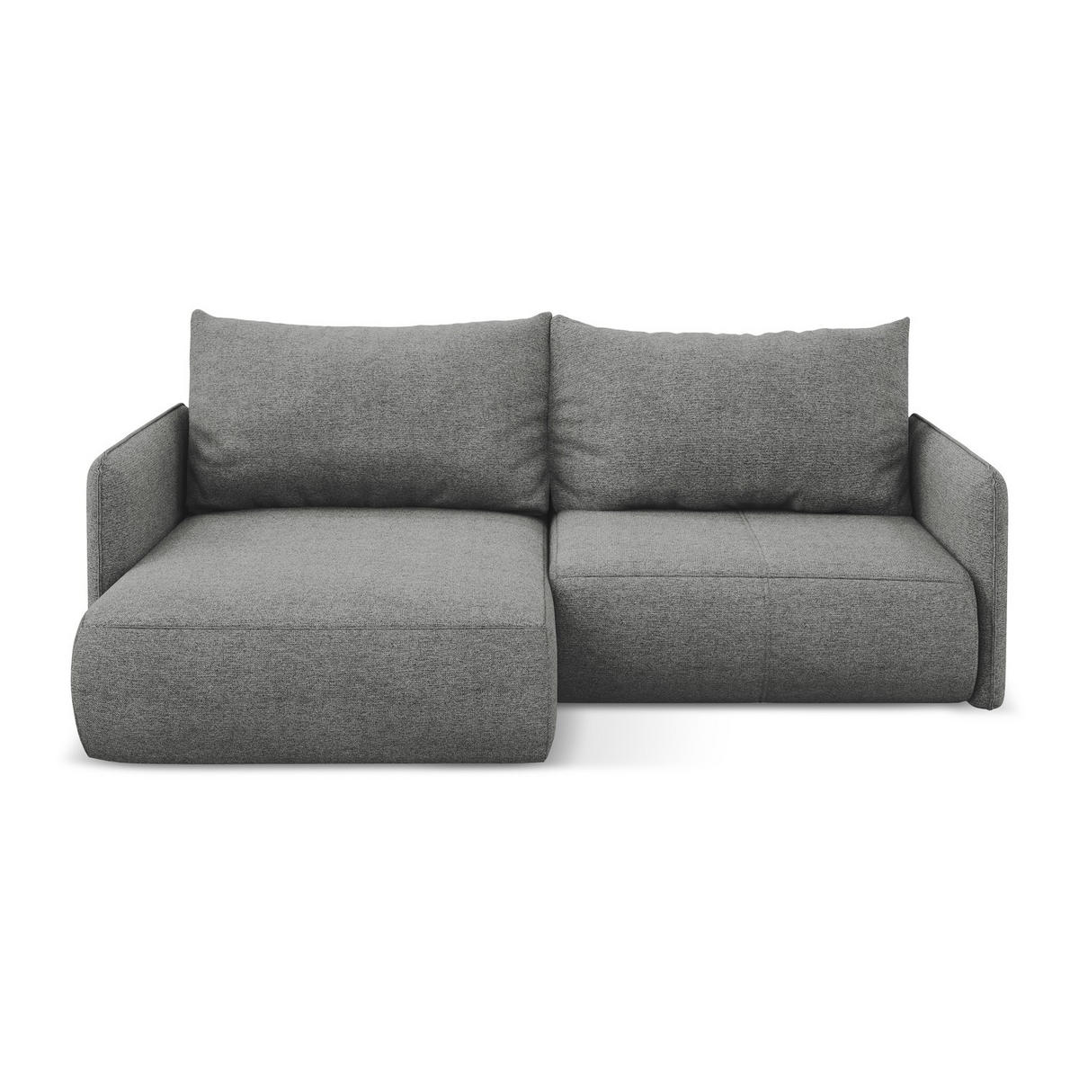 ECKSOFA mit Schlaffunktion Chenille Stoff Grau - Schieferfarben/Schwarz, Kunststoff/Textil (148/207cm) - LaMiaSofa