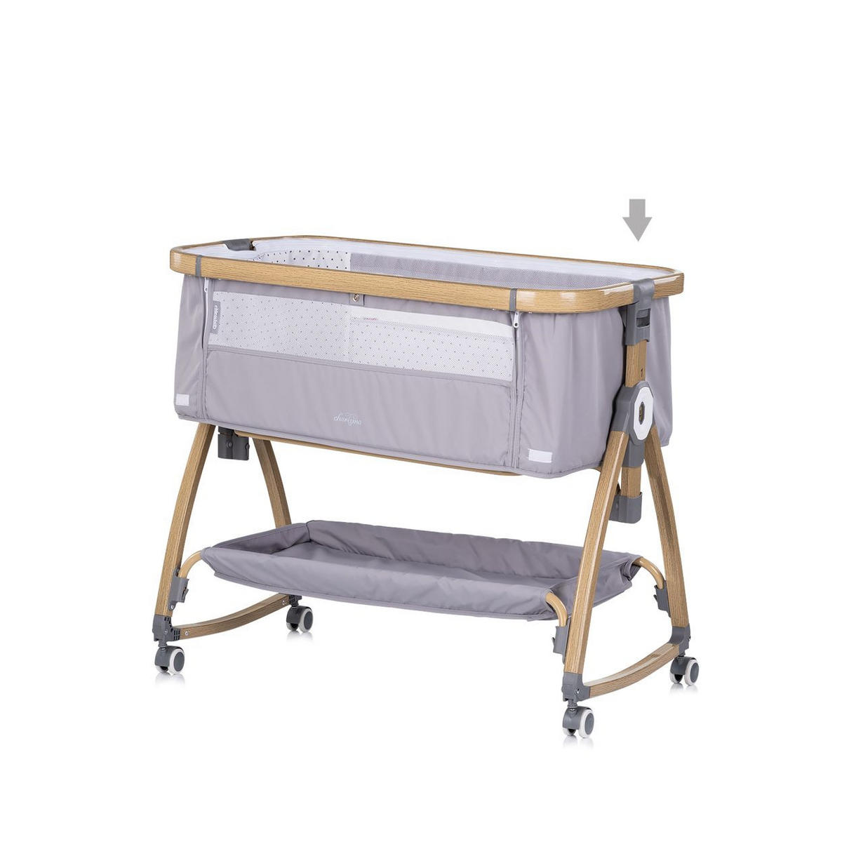 BEISTELLBETT Charisma grau 84 x 49 cm, Wiegenfunktion, höhenverstellbar, Anti-Reflux, Moskitonetz - Grau, Metall (49/84cm) - Chipolino