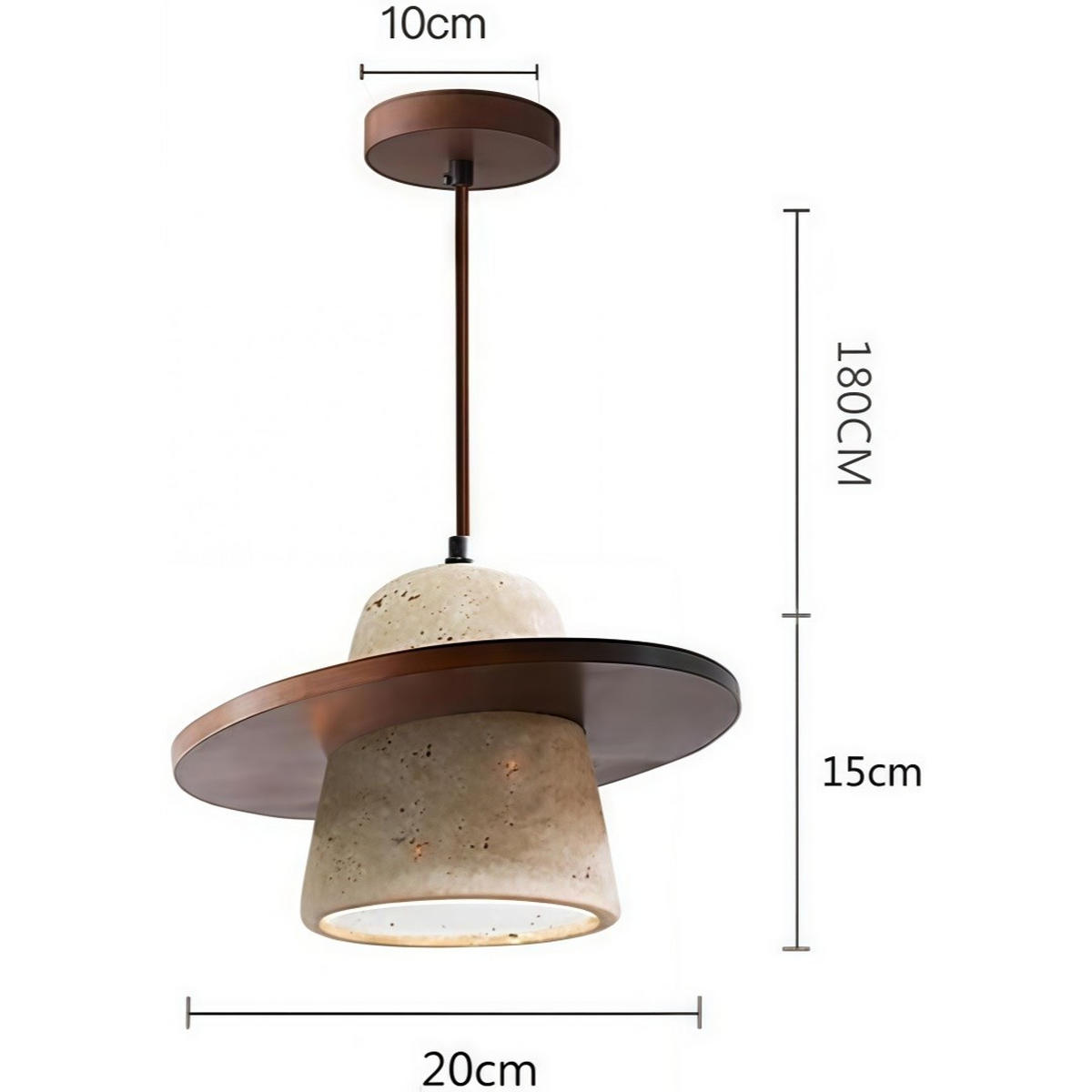 HÄNGELEUCHTE Travertin Holz Wabi-Sabi, Retro - Gelb, Stein (15/25/15cm) - Weltevree