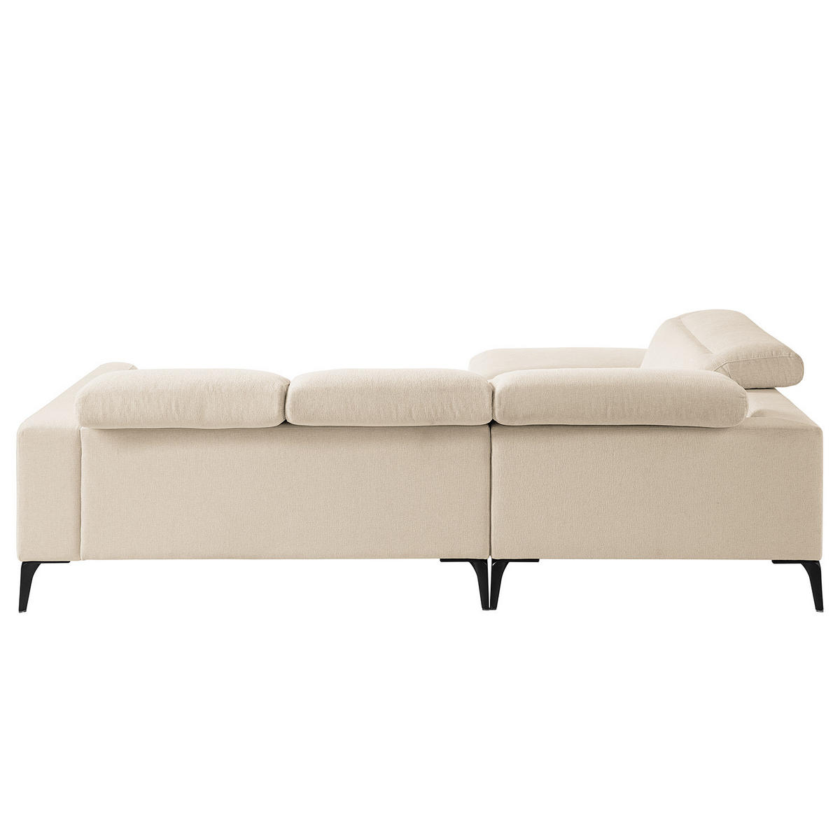 ECKSOFA mit Ottomane - Beige/Schwarz, Textil/Metall (263/238cm) - home24