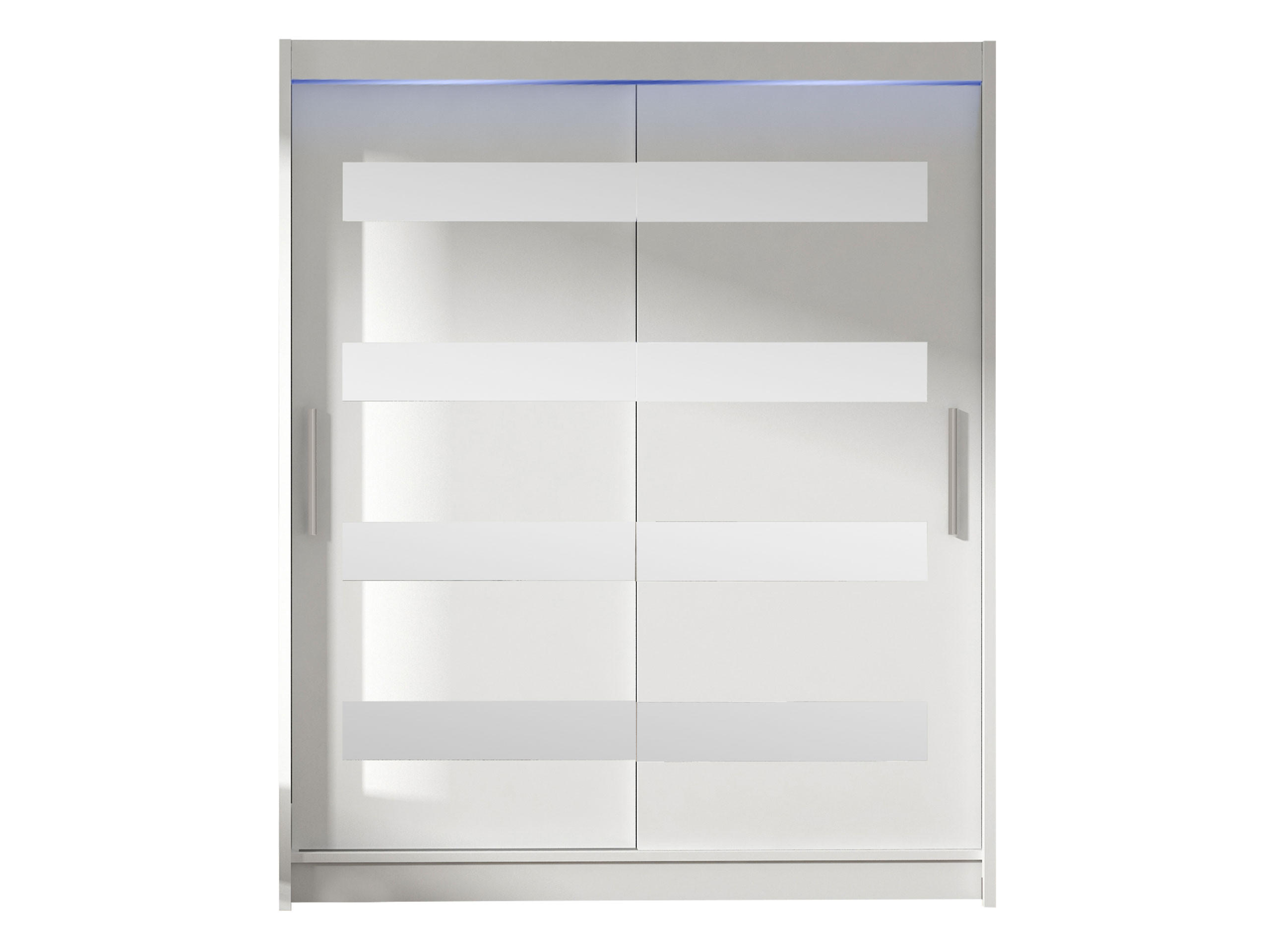 SCHWEBETÜRENSCHRANK Westa XIII, mit RGB LED Beleuchtung - Silberfarben/Weiß, Holzwerkstoff/Metall (150/200/58cm) - MIRJAN24
