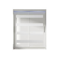SCHWEBETÜRENSCHRANK Westa XIII, mit RGB LED Beleuchtung - Silberfarben/Weiß, Holzwerkstoff/Metall (150/200/58cm) - MIRJAN24