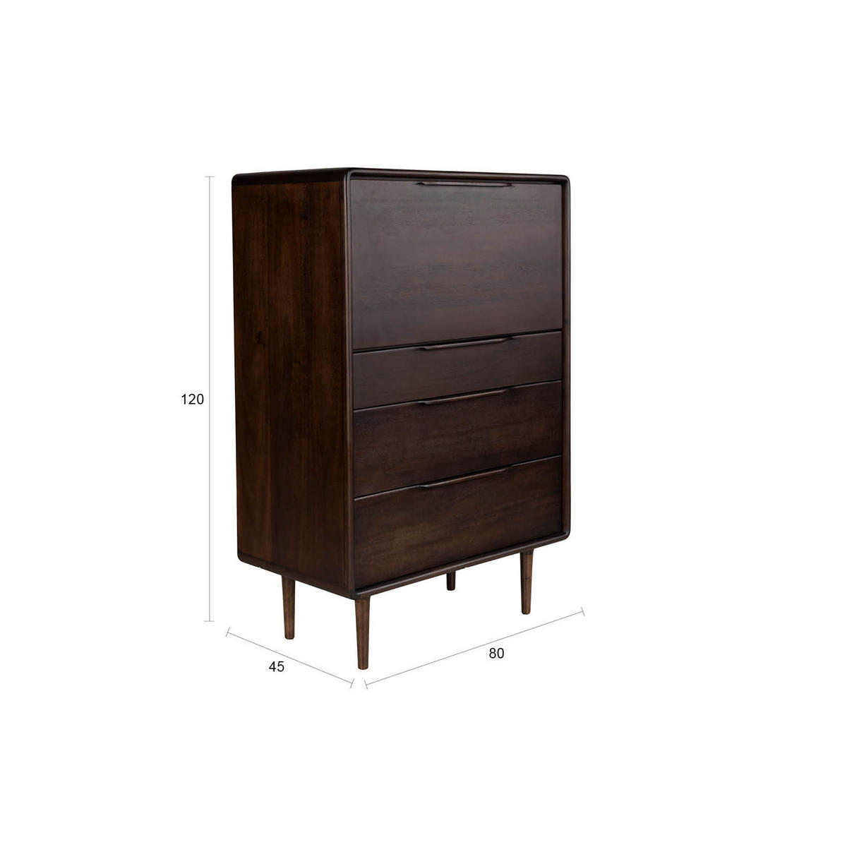 KOMMODE Elroy Hoch Walnussfarbe - Braun, Holz (80/120/45cm) - Dutchbone
