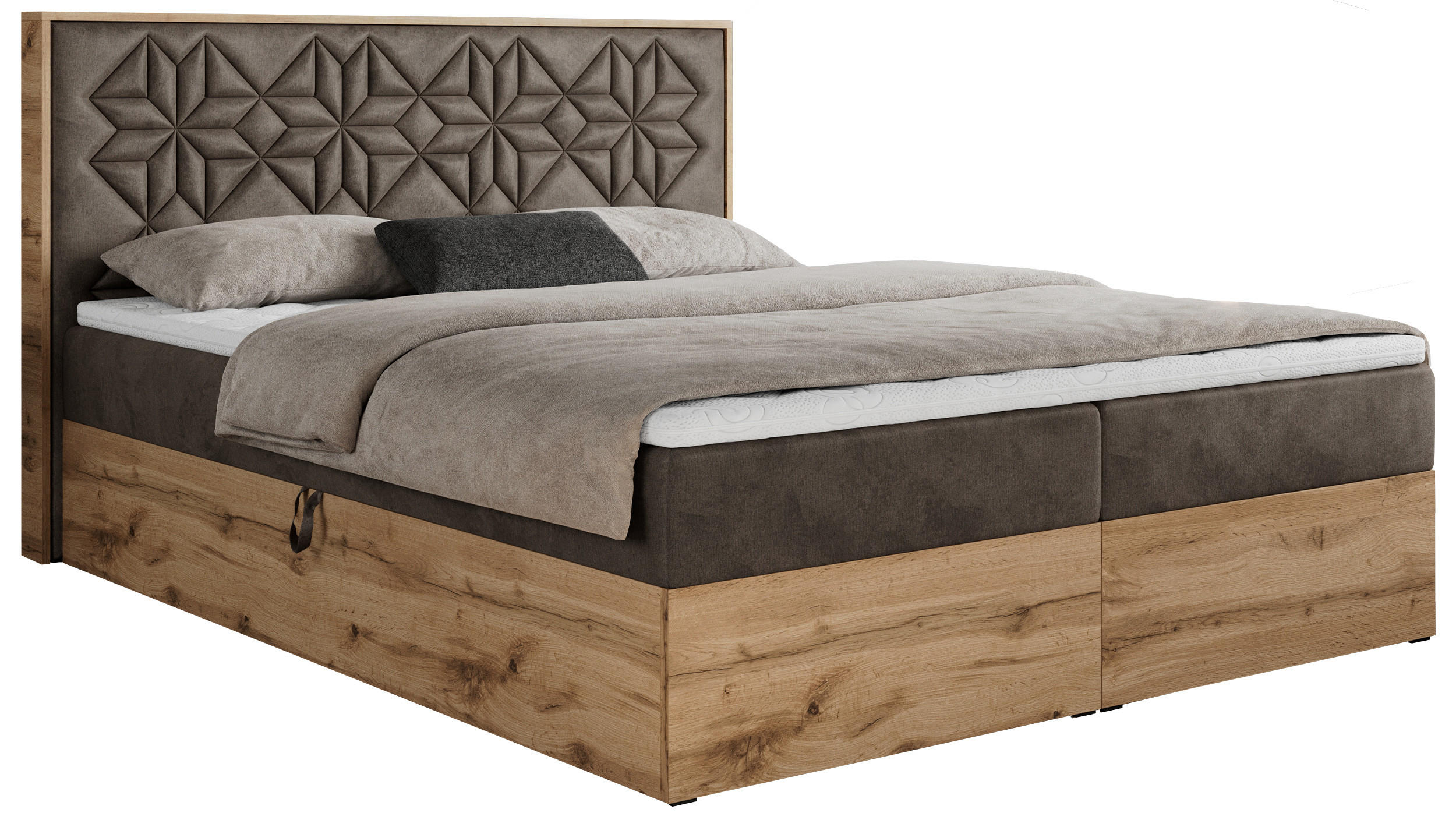 BOXBETT NESSI - 180/200 Braun Velvet - H3 - Braun, Holz/Textil (180/200cm) - MKS