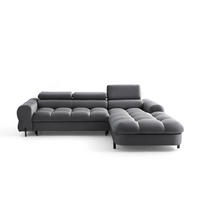 ECKSOFA UFFO L Rechts mit Schlaffunktion 260x195 Velours Grau - Schwarz/Grau, Holz/Textil (195/260cm) - Muffo