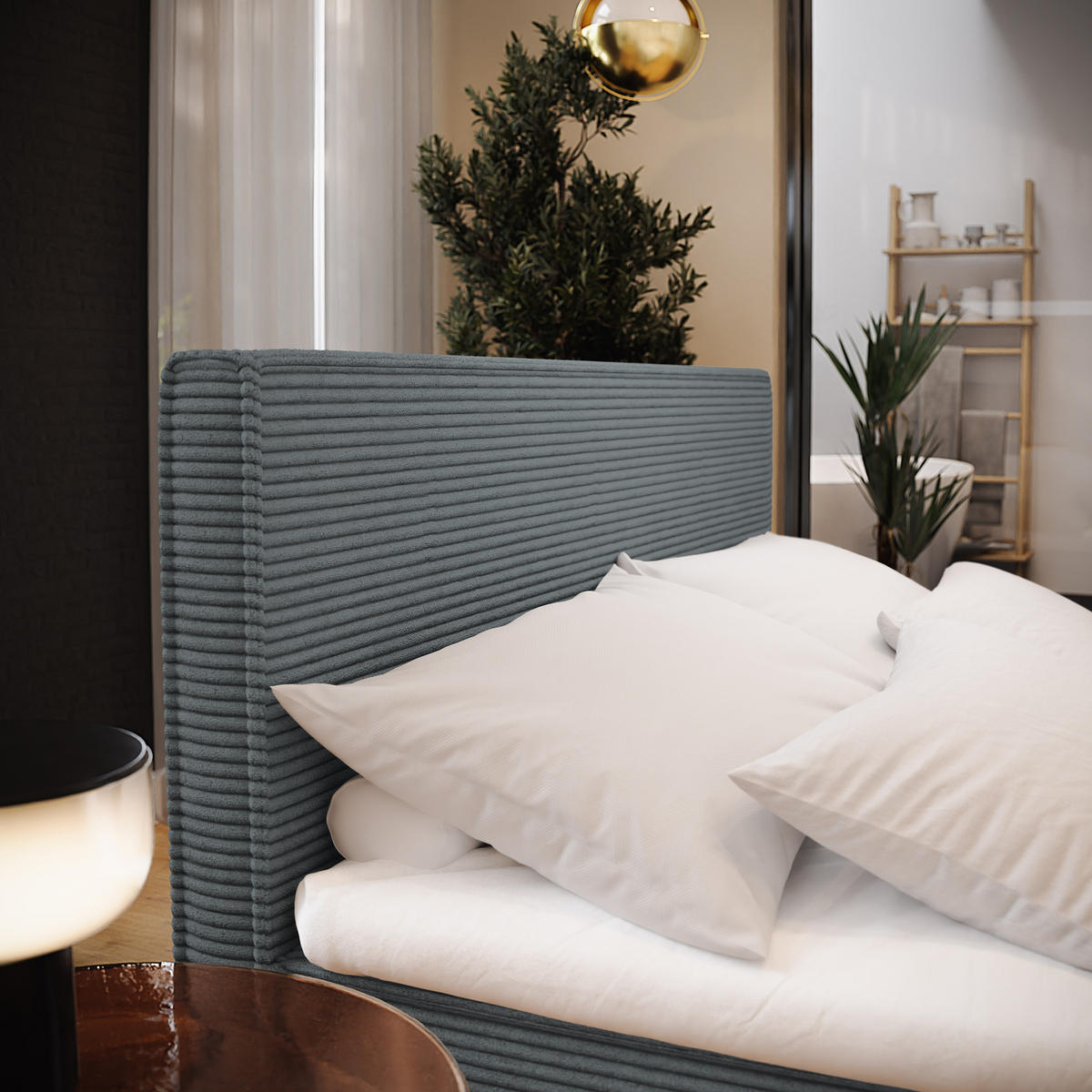 BOXBETT PELLIO 160x200 cm mit Matratze und Topper - Grau - Grau, Holz (160/200cm) - MASSENO