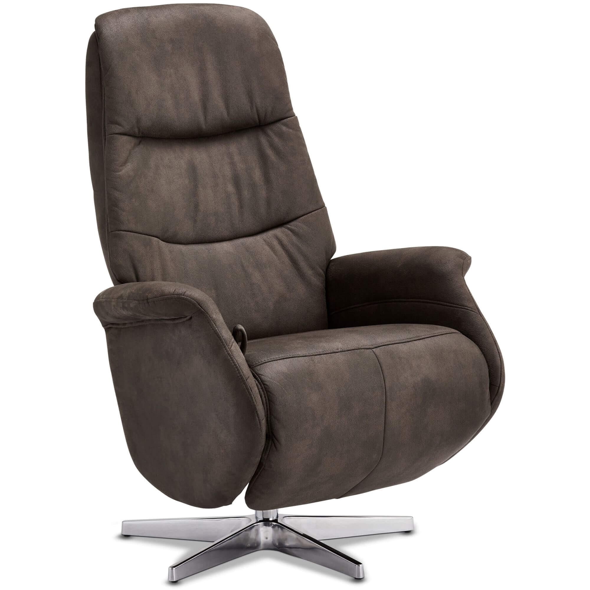 RELAXSESSEL Mikrofaser Taupe Grau - Schwarz/Braun, Leder/Textil (90/114/79cm) - Furnhouse
