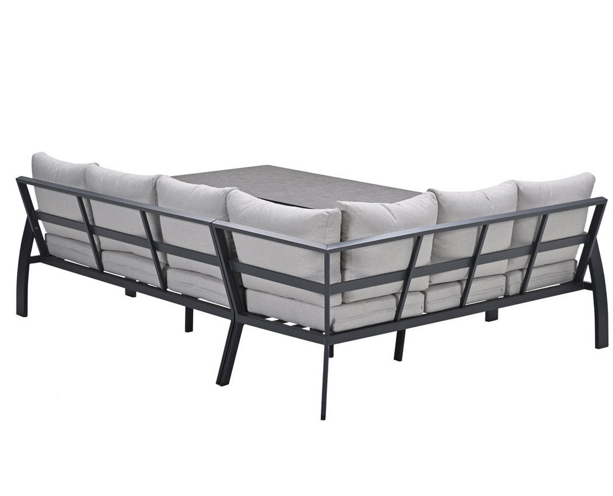 GARTENLOUNGESET Vasano 4-teilig, Premium Dining Ecklounge Set, Gartenmöbelset - Anthrazit, Metall - GARDEN IMPRESSIONS