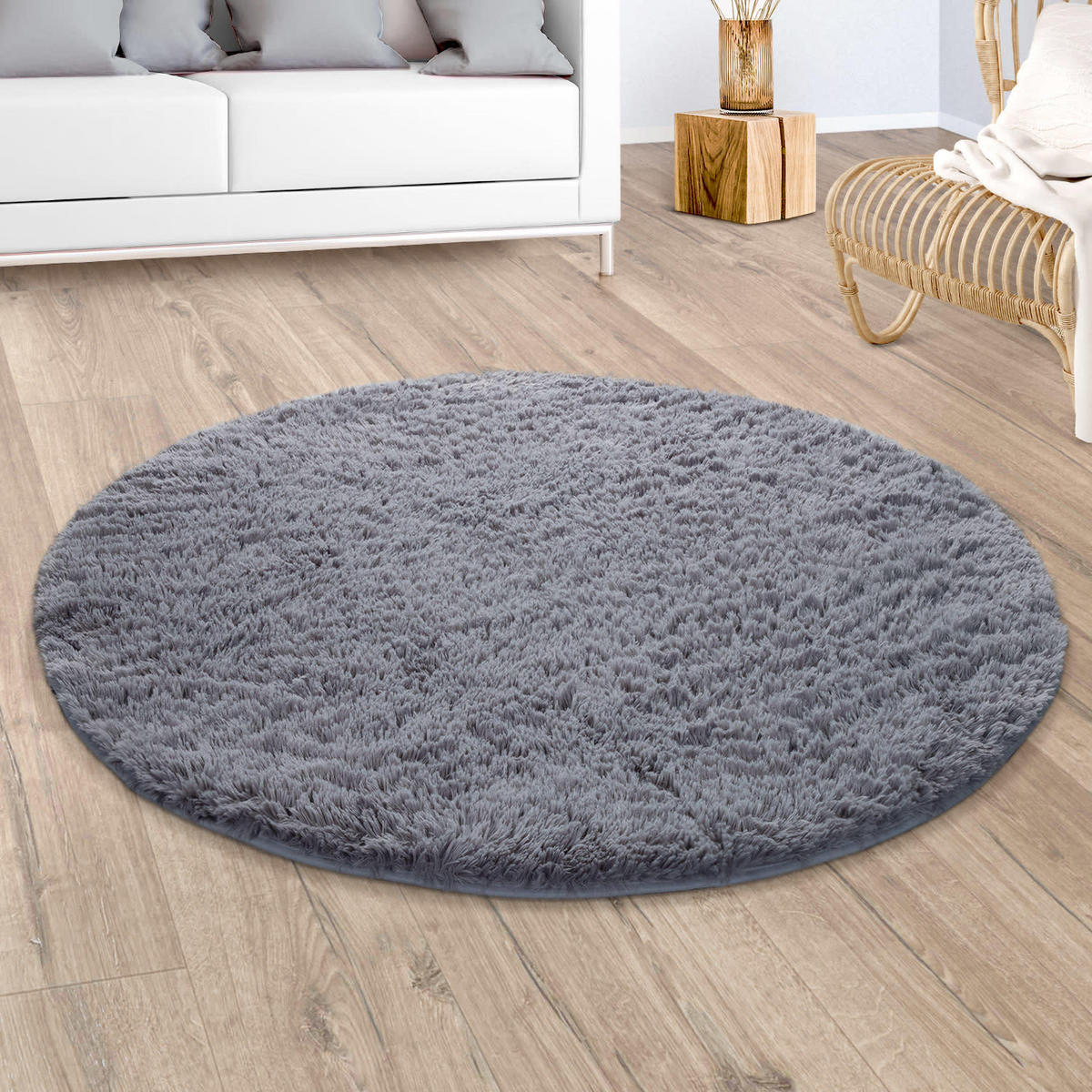 HOCHFLORTEPPICH 200/200 cm Silky 591 - Grau, Kunststoff (200/200cm) - Paco Home