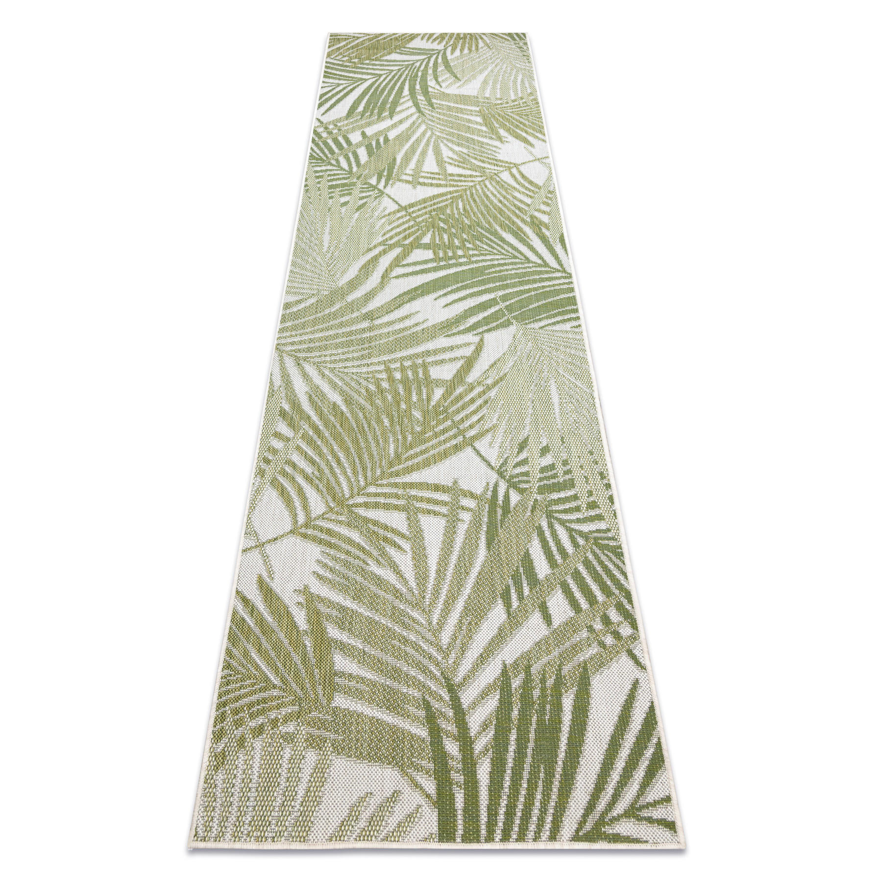 rugsX KOBEREC, běhoun SISAL SION palmové listy, tropický 2837 ploché tkaní ecru / zelená 70/250 cm