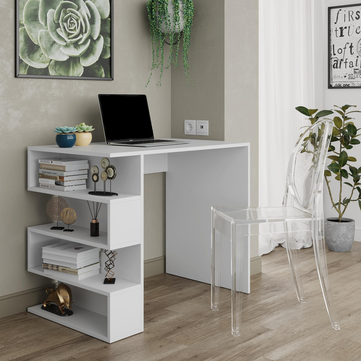 SCHREIBTISCH Weiß 90/74/56 - Weiß, Holzwerkstoff (56/90/74cm) - RAUMHIRSCH FURNITURE