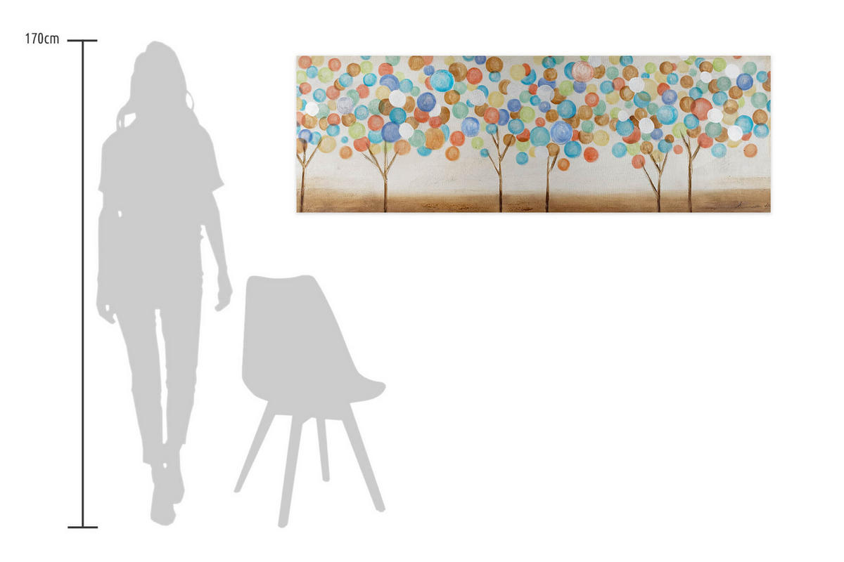 ÖLGEMÄLDE 150/50 cm - Multicolor/Weiß, Holz/Textil (2/50cm) - KUNSTLOFT