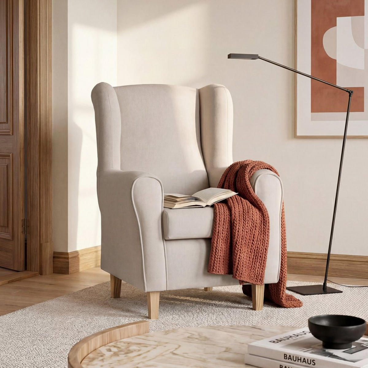 LESESESSEL Isabela Beige 76 cm x 101 cm - Beige, Textil (76/101/87cm) - Klast Home