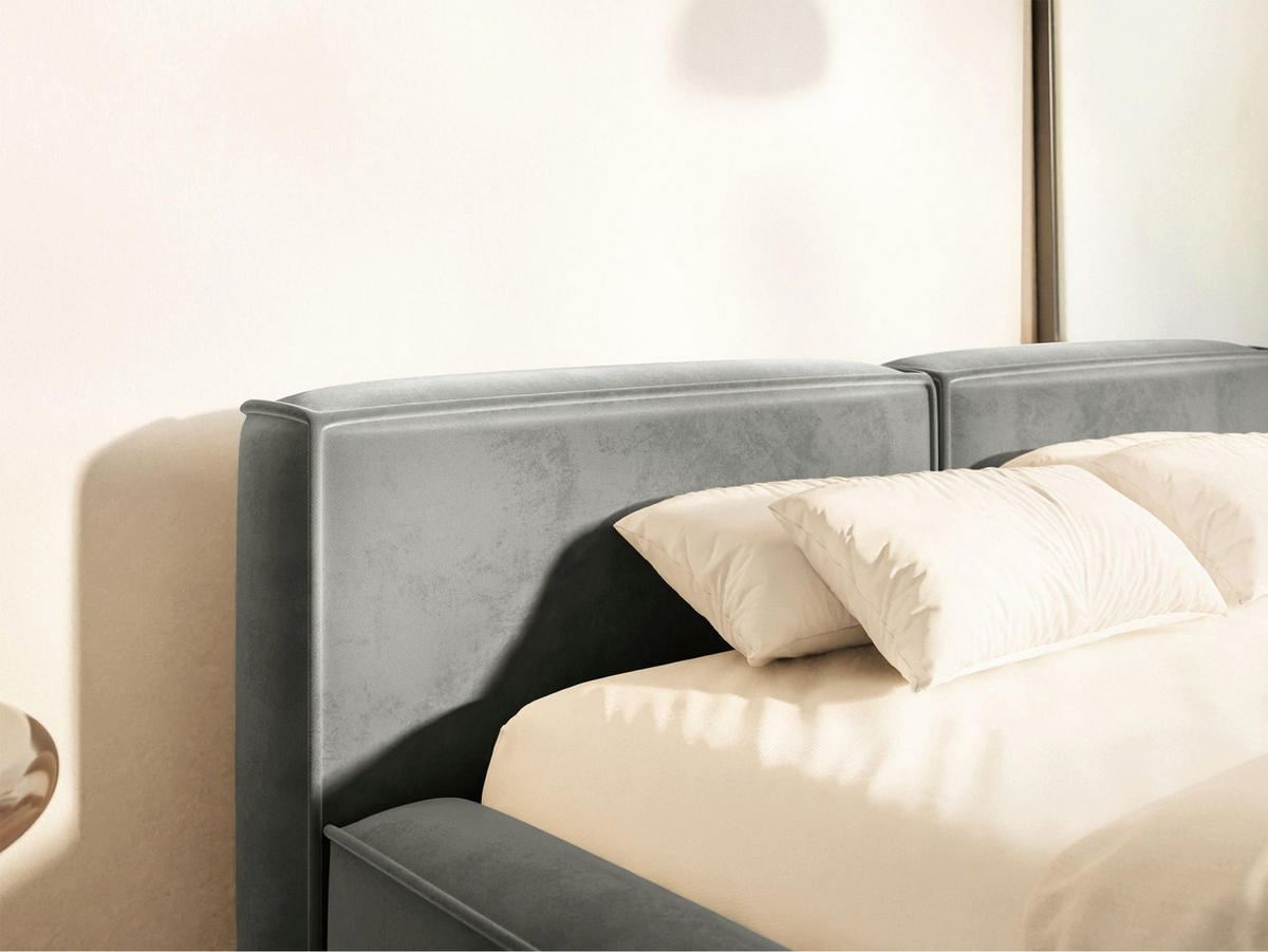 POLSTERBETT Tilves Slim Grau 200x200 cm - Schwarz/Grau, Kunststoff/Textil (200/200cm) - Selsey