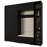 GARDEROBEN-SET 236,7/240/47 - Schwarz/Weiß, Holz/Kunststoff (240/236.7/47cm) - Abiks Möbel