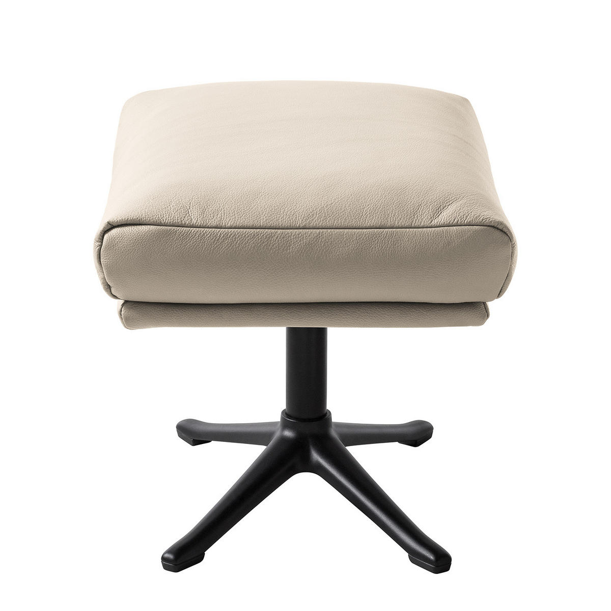 POLSTERHOCKER mit Kreuzfuß - Hellgrau/Schwarz, Leder/Metall (51/37/41cm) - home24