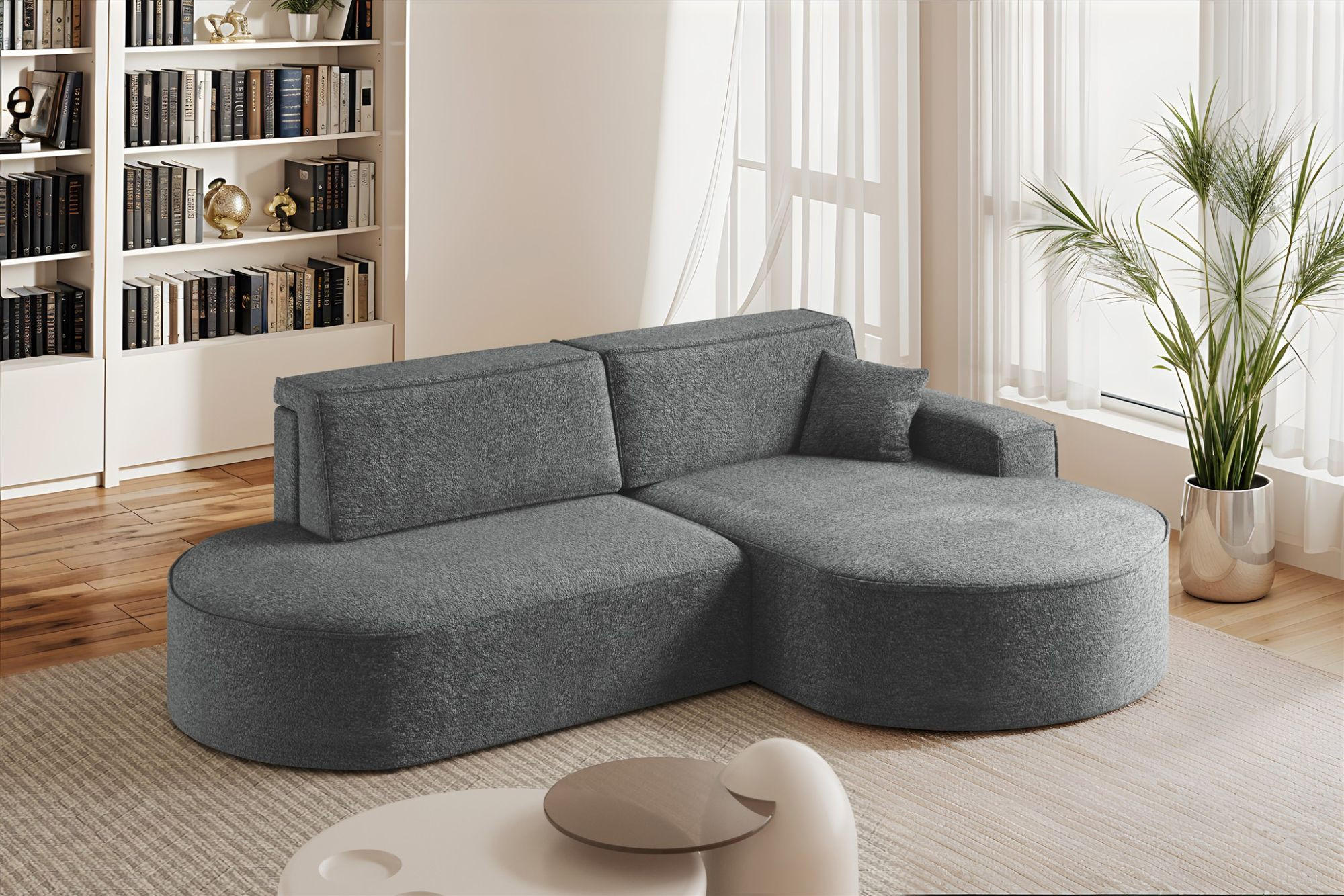 ECKSOFA Venedig Mit Schlaffunktion - Dunkelgrau, Holzwerkstoff/Textil (278/179cm) - Fun Möbel
