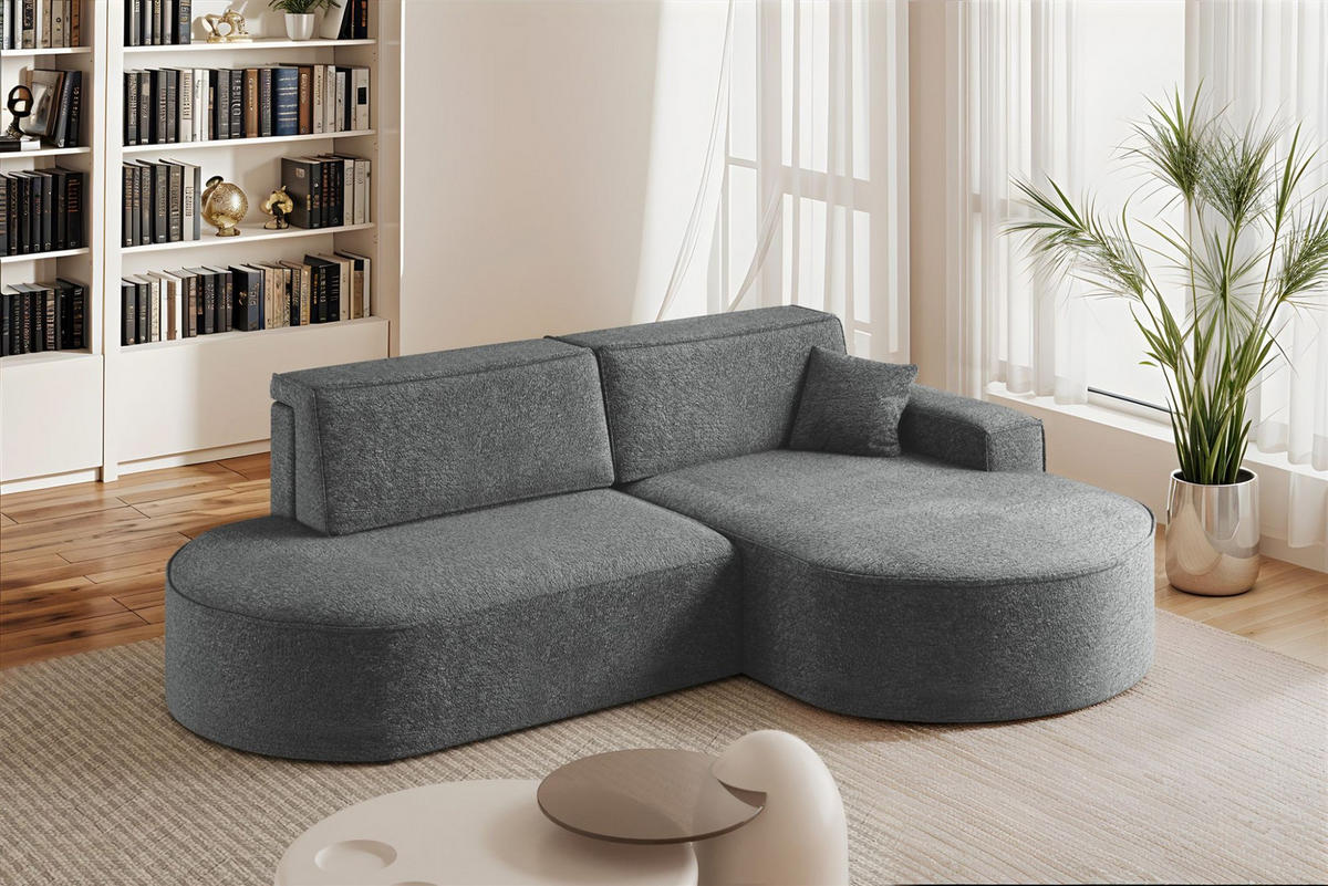 ECKSOFA Venedig Mit Schlaffunktion - Dunkelgrau, Holzwerkstoff/Textil (278/179cm) - Fun Möbel