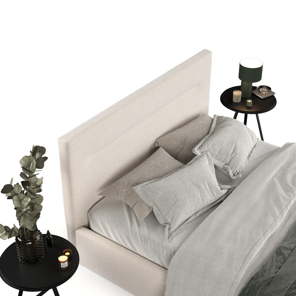 POLSTERBETT Liline 180/200 cm Ecru im Asti Stoff - Ecru/Schwarz, Holz/Holzwerkstoff (180/200cm) - AltaBeds