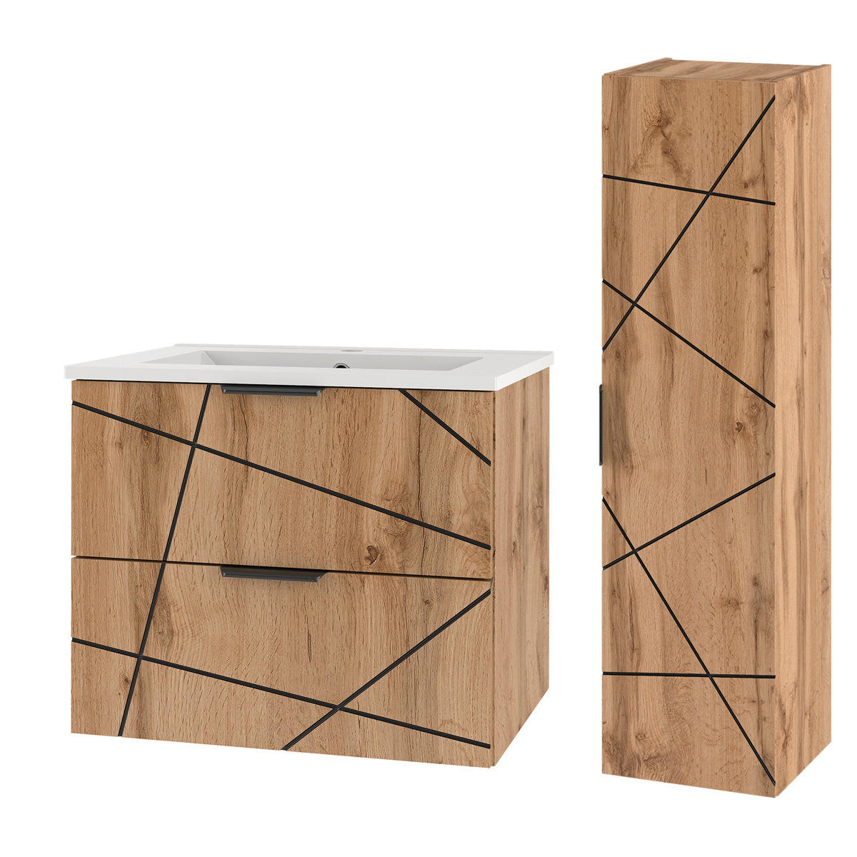 BADMÖBEL 60cm Teren 2er-Set Holz - Braun, Holzwerkstoff (60/50/45.8cm) - Petits-meubles