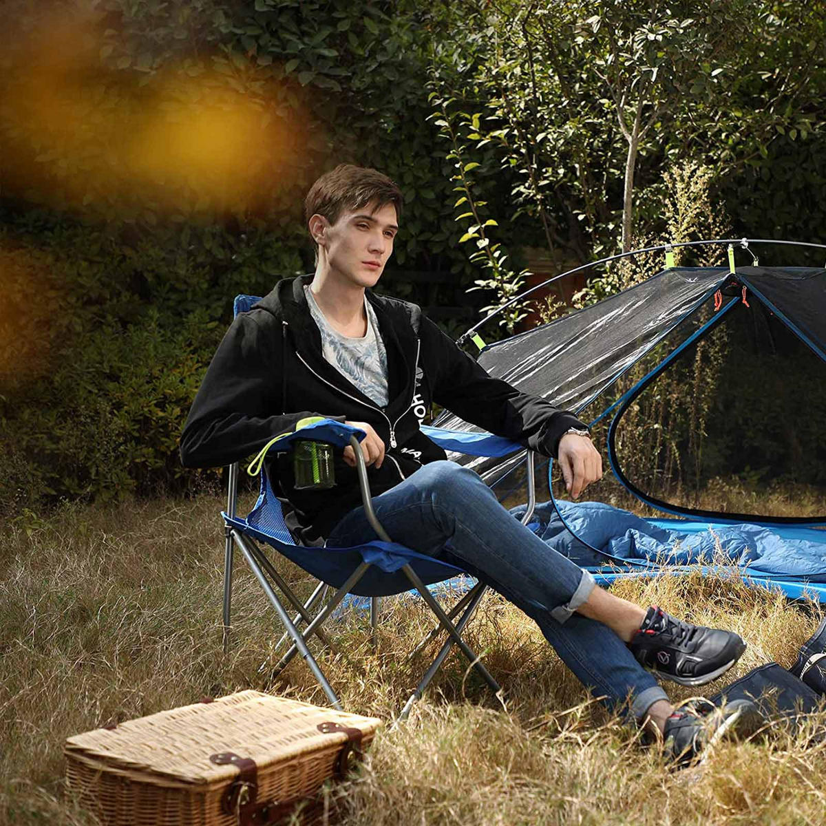 CAMPINGSTUHL KLAPPSTUHL 2ER-SET - Blau, Textil (51.5/96/76cm) - Hansiro