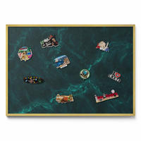 MAGNETTAFEL 100x70 cm Goldener Rahmen Flaschengrüner Marmor - Limette, Metall (100/70/0.4cm) - TULUP