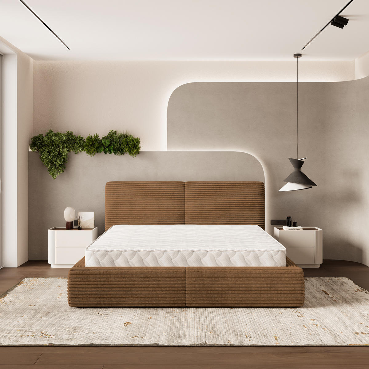 ČALOUNĚNÁ Postel FELURO 200x200 cm Měděná - měděná, kompozitní dřevo/textil (200/200cm) - MASSENO