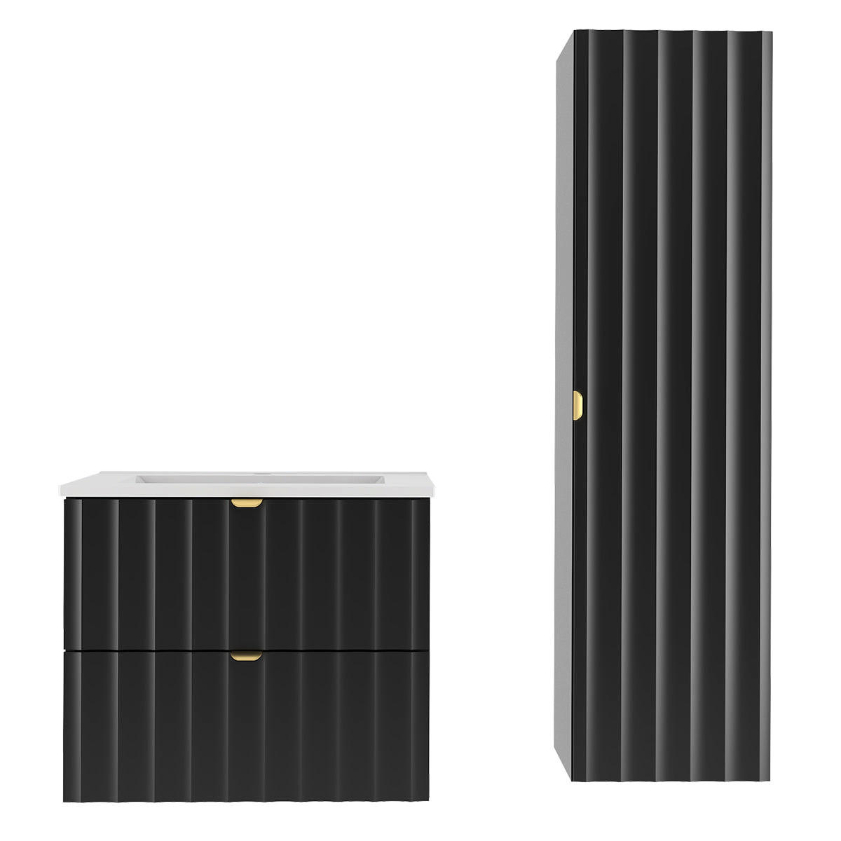 BADMÖBEL 80cm Lexa 2er-Set Schwarz - Schwarz, Holzwerkstoff (80/50/45.8cm) - Petits-meubles