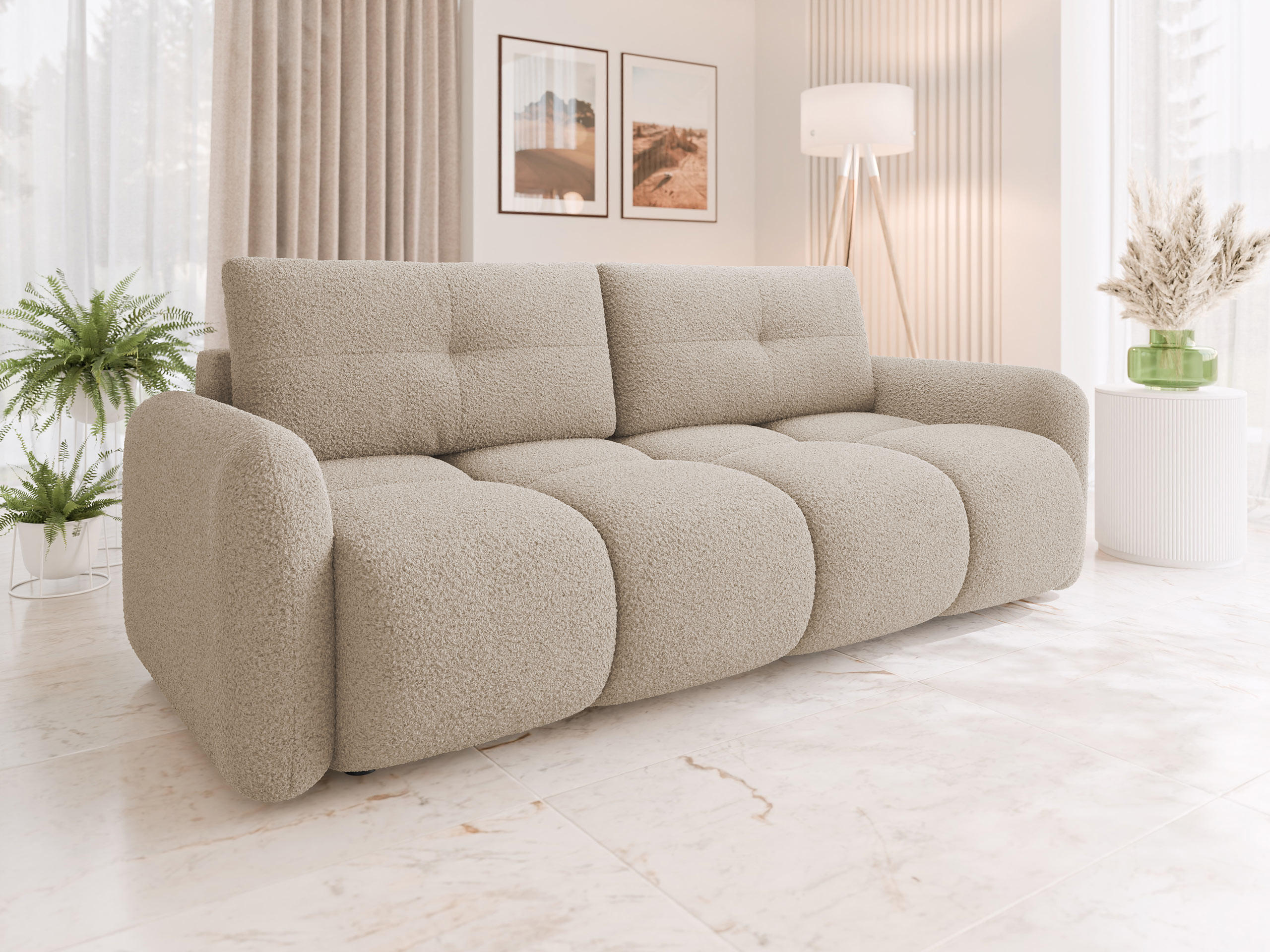 SCHLAFSOFA Sandy - Beige/Schwarz, Holz/Kunststoff (232/94/121cm) - MIRJAN24