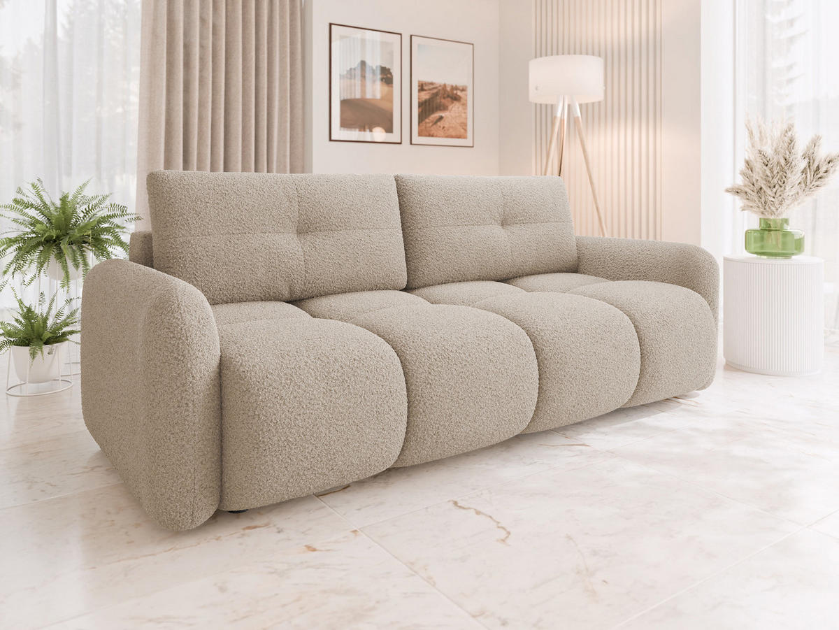 SCHLAFSOFA Sandy - Beige/Schwarz, Holz/Kunststoff (232/94/121cm) - MIRJAN24