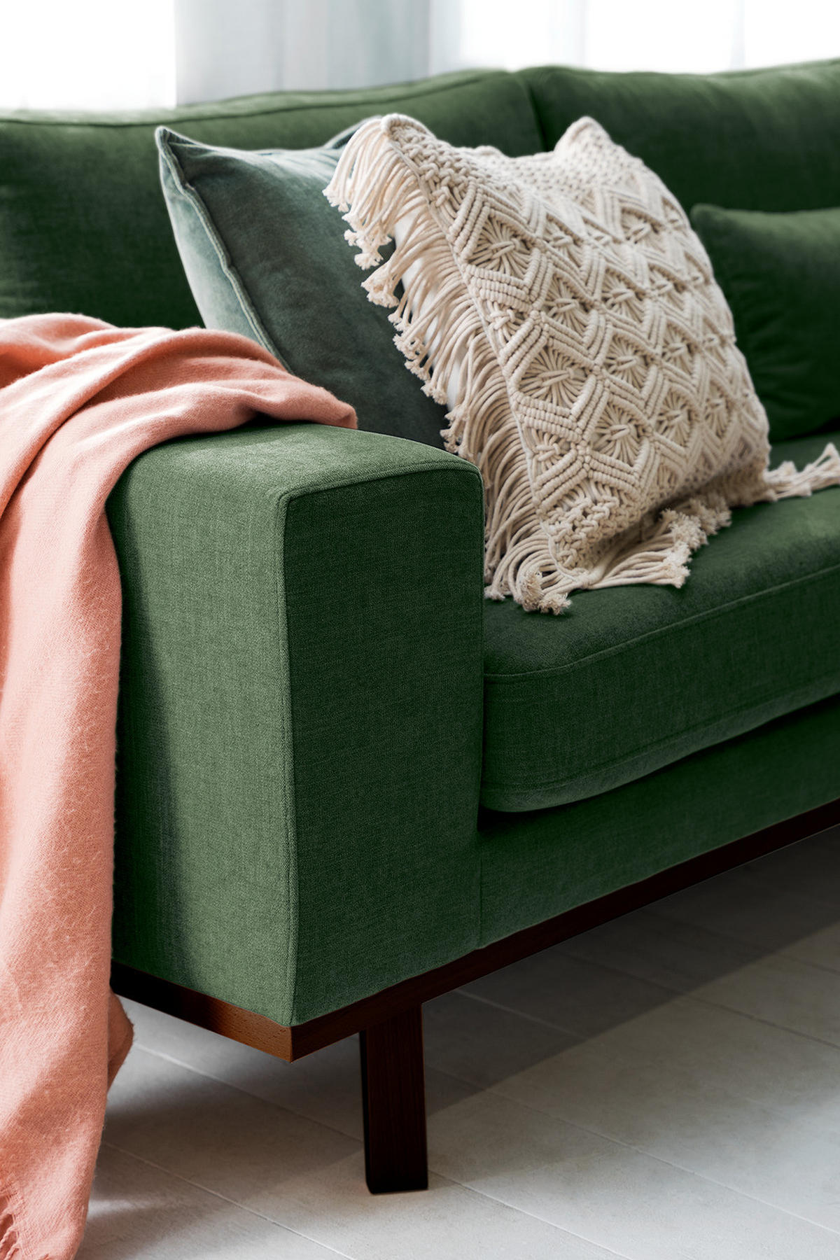 2-SITZER SOFA - Dunkelgrün/Buchefarben, Buchenholz/Textil (197/81/88cm) - home24