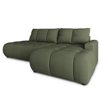 ECKSOFA FLUMA CL R-S Olivgrün Samtstoff mit Schlaffunktion - Olivgrün, Holzwerkstoff/Textil (279/158cm) - MASSENO