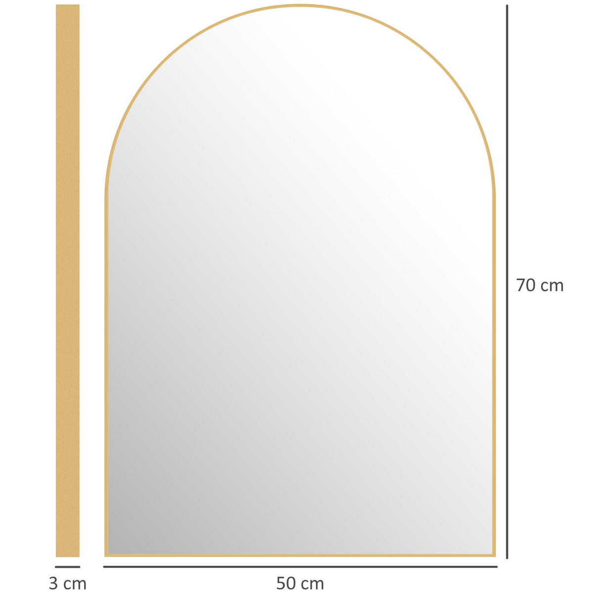 WANDSPIEGEL Goldfarben 50/3/70 cm - Goldfarben, Glas (50/70/3cm) - PANGIVO