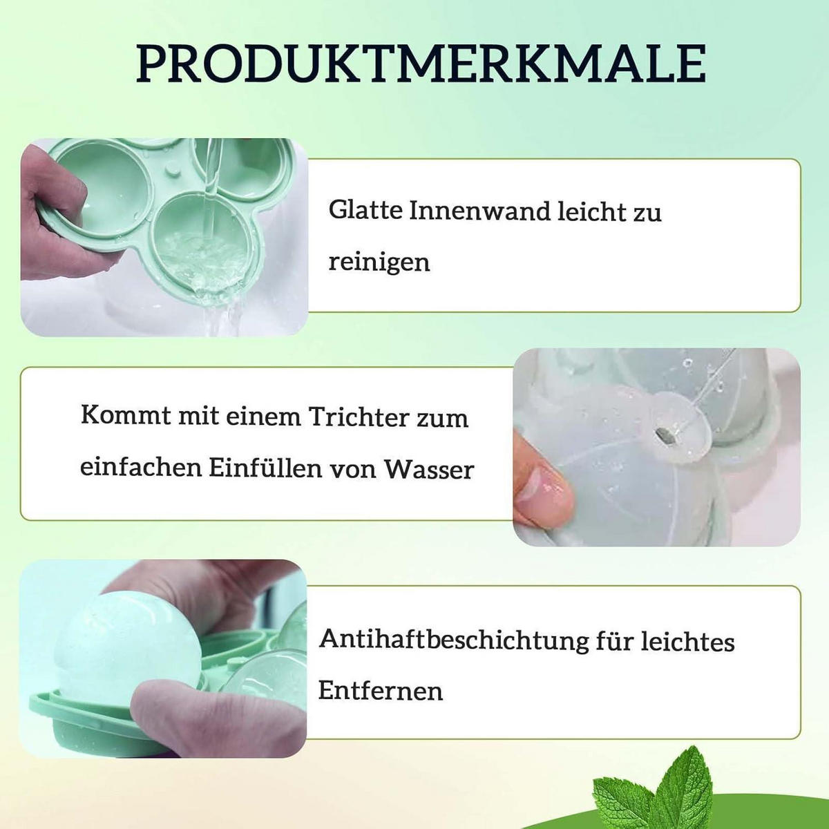 EISWÜRFELFORM 2er-Set Silikon 4.5 cm rund - Multicolor, Kunststoff (15/7.5/18cm)