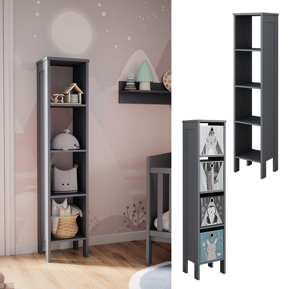 KINDERREGAL Ajaton Grau 35.2 x 159.5 cm - Grau, Holzwerkstoff (35.2/159.5/30.6cm) - VitaliSpa