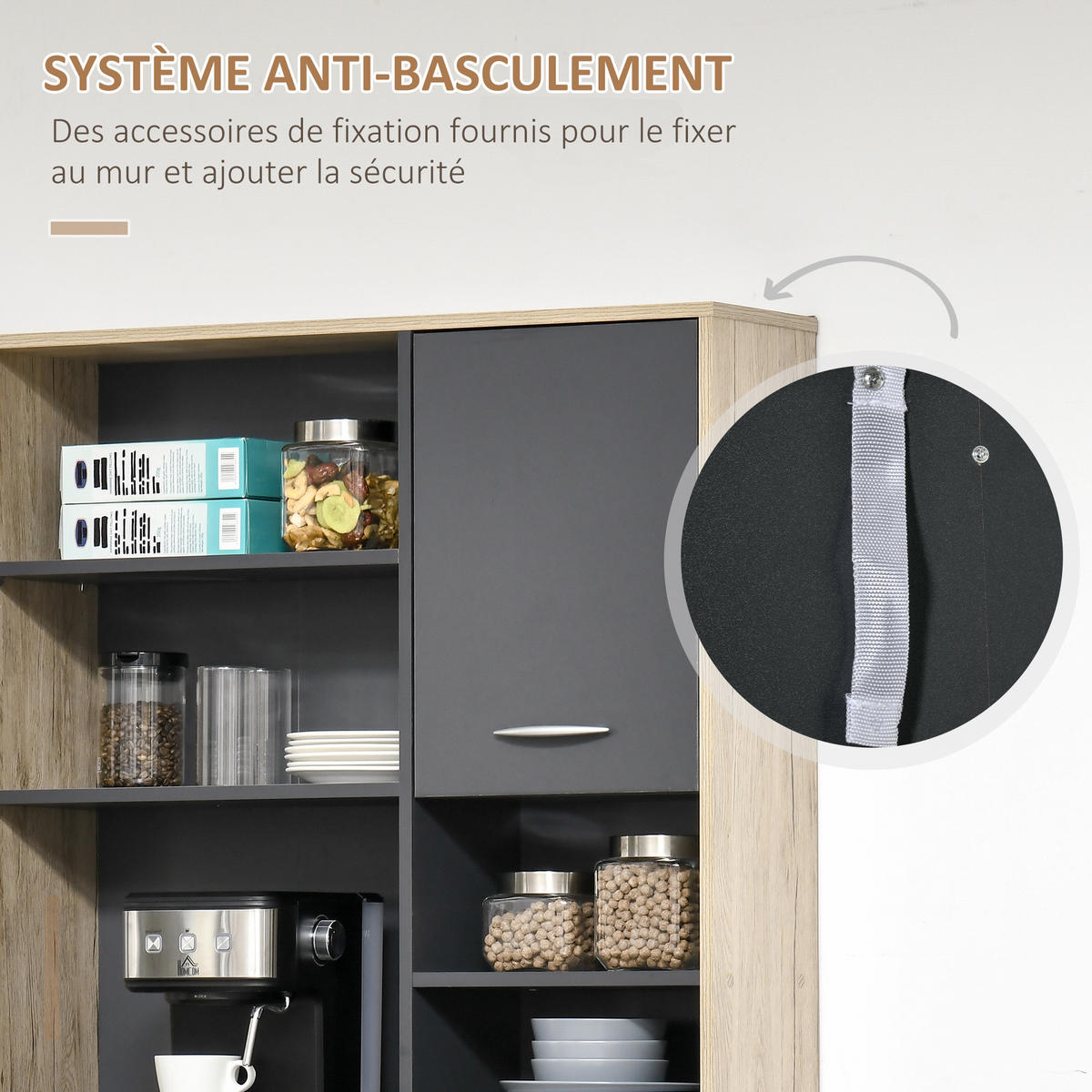 BUFFET DE-10992 2 Türen Eiche hell/Grau - Eichefarben, Holzwerkstoff (39/169/90cm) - ComfortXL