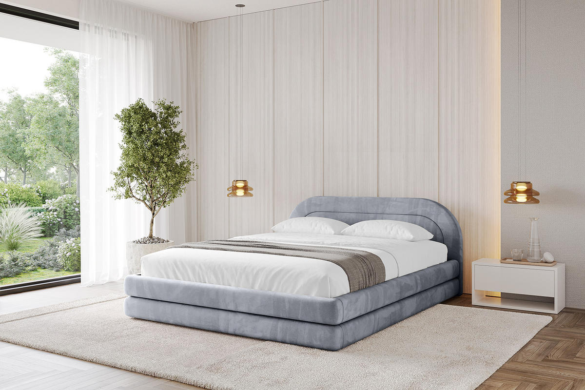 POLSTERBETT mit Bettkasten und Lattenrost, Boxbett ohne Matratze - LERIS-v1 180x200 Grau - Grau, Holzwerkstoff/Textil (180/200cm) - ALTDECOR