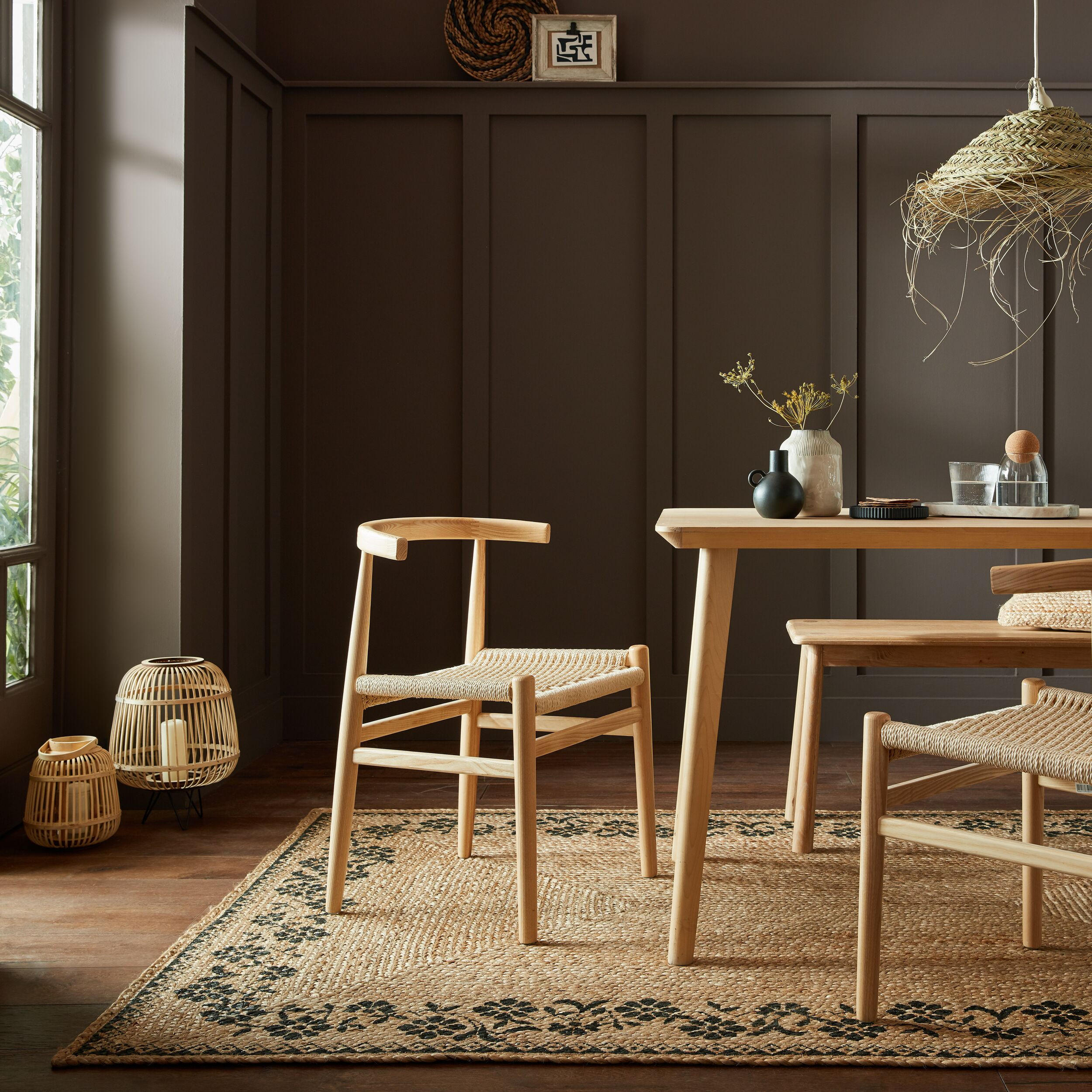 TEPPICH Jute Floral-Design, handgefertigt NEATH MARK, Braun-Schwarz 80x150 cm - Braun, Naturmaterialien (80/150cm) - KADIMA DESIGN