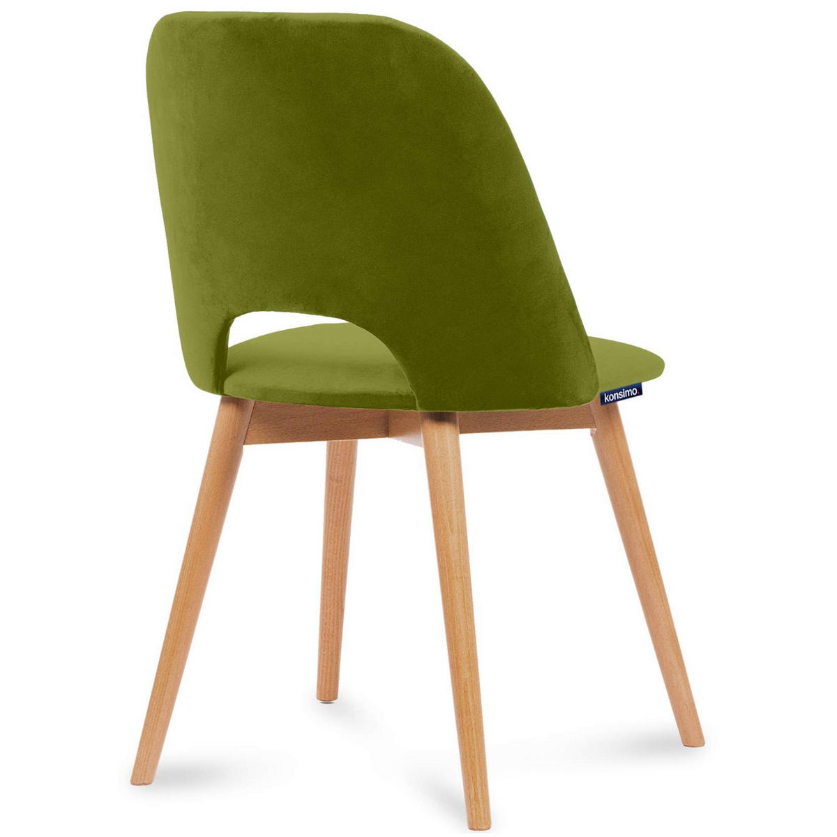 ESSZIMMERSTUHLE TINO 2-tlg Velours-Sitz, Oliv - Eichefarben/Olivgrün, Holz/Textil (48/86/44cm) - KONSIMO®