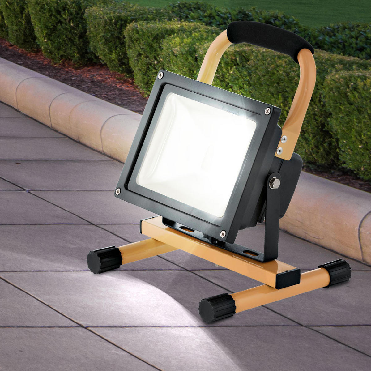 LED BAUSTRAHLER Schwarz Gelb schwenkbar 2er Set - Schwarz, Glas (22.5/10/28cm)